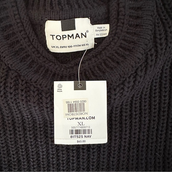Topman Deep Navy Men's Crewneck SweaterSize XL - Picture 3 of 5